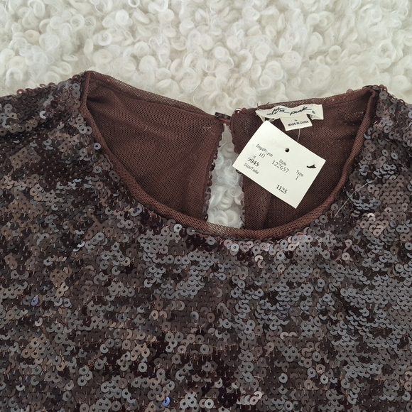 BNWT Ultra Pink Sequin Top S Brown Sparkle Glam Party Holiday Disco Earth Y2K - Picture 4 of 8